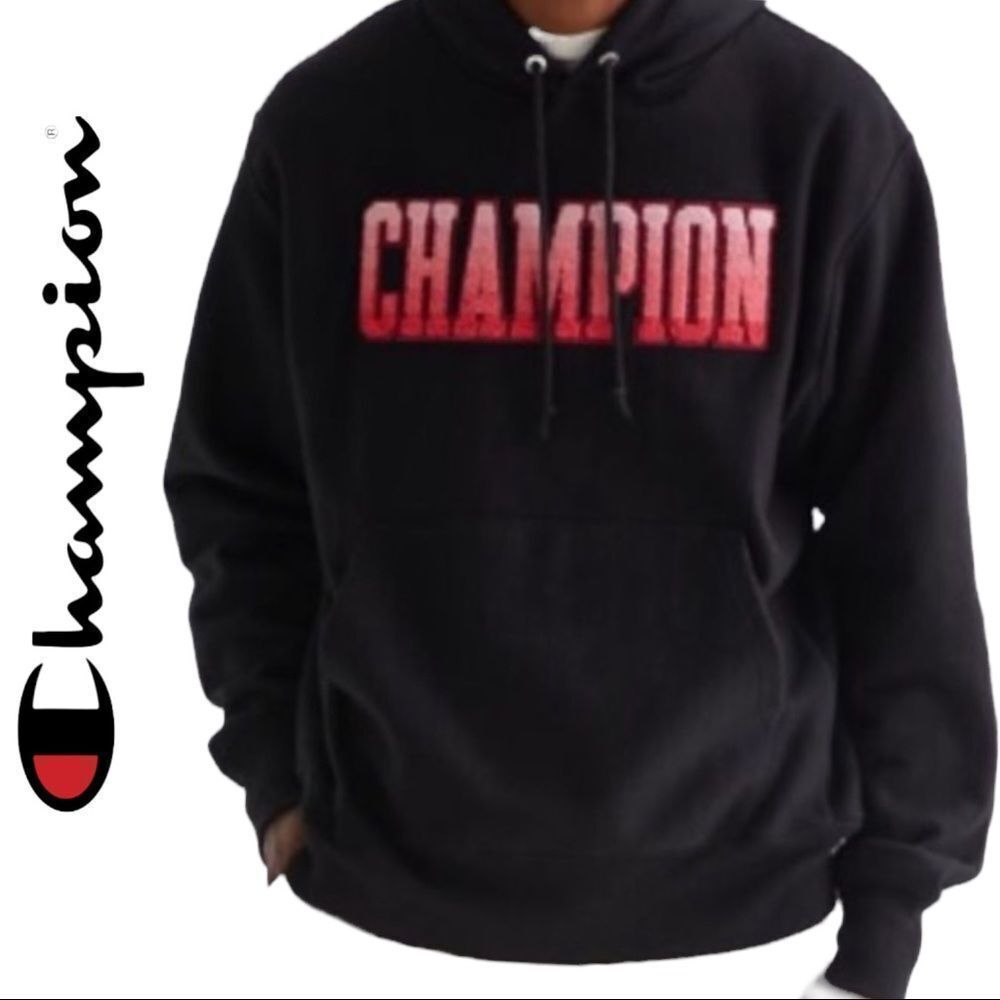 NEW UO Champion Gradient Collegiate Logo Black Hoodie Sweatshirt XXL 2XL